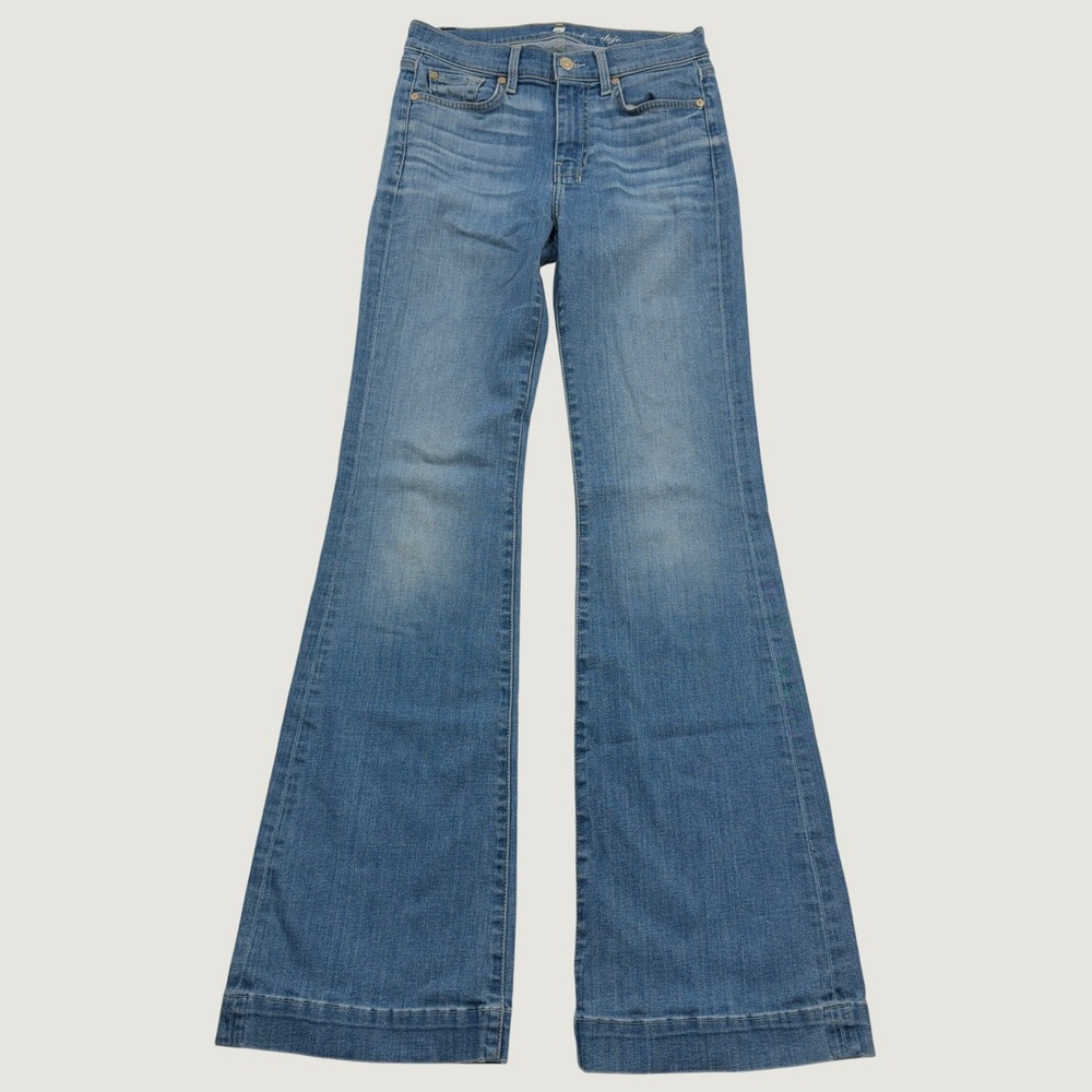 7 For All Mankind Jeans Dojo Flare Light Wash Blue Womens